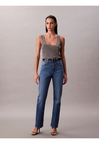 Jeans Beige Rectos De Talle Alto Con Lavado índigo Calvin Klein Calvin Klein