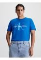Camiseta Slim De Algodón Orgánico Con Logo Hombre Azul Calvin Klein de Calvin Klein