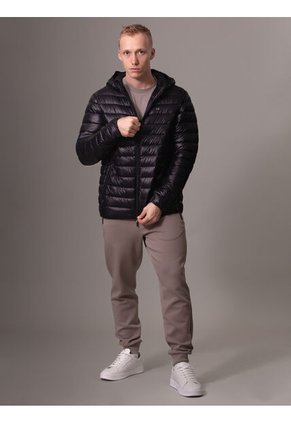 Chaqueta Negra Acolchada Con Capota Calvin Klein
