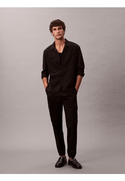 Pantalón Negro Cargo Skinny De Sarga Elástica Calvin Klein