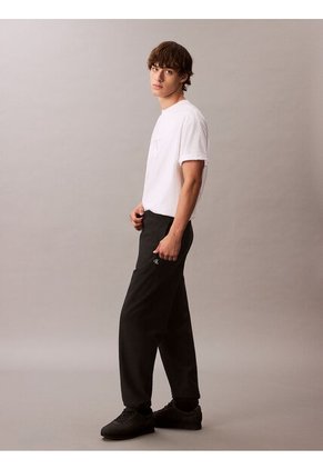 Jogger Negro En Tejido Terry Premium Con Monograma Bordado Calvin Klein