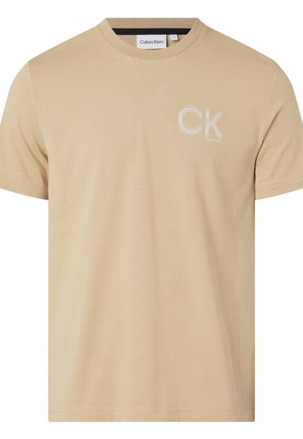 Camiseta Con Logo Hombre Beige Calvin Klein