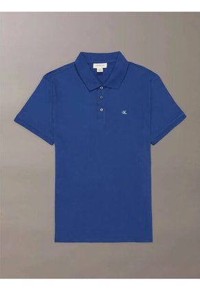 Polo Azul Clásico Con Monograma Bordado Calvin Klein