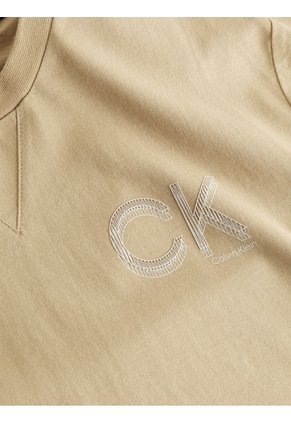 Camiseta Con Logo Hombre Beige Calvin Klein