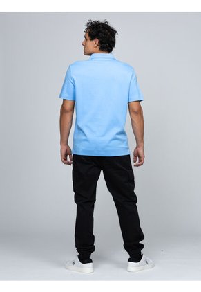 Polo Celeste De Algodón Interlock Calvin Klein