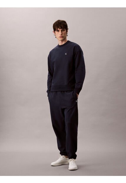 Jogger Azul En Tejido Terry Premium Con Monograma Bordado Calvin Klein
