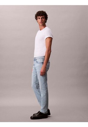 Jeans Celeste De Corte Slim Con Efecto Marmoleado Calvin Klein