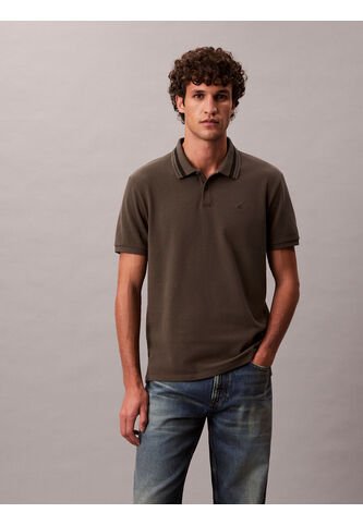 Polo Gris De Piqué Con Ribetes En Contraste Calvin Klein Calvin Klein