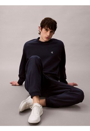 Jogger Azul En Tejido Terry Premium Con Monograma Bordado Calvin Klein