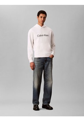 Buzo Blanco Con Capucha De Corte Regular Calvin Klein
