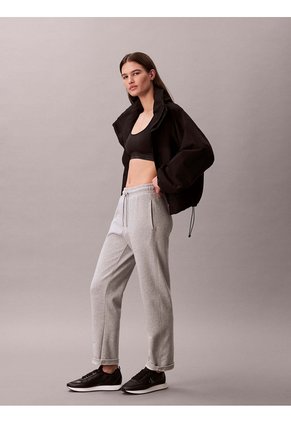 Pantalón Gris Barrel De Terry Premium Con Monograma Calvin Klein