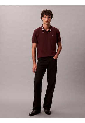 Polo Chocolate De Piqué Con Ribetes En Contraste Calvin Klein
