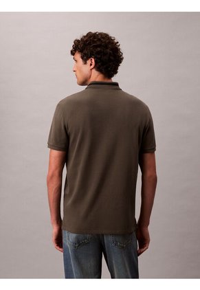 Polo Gris De Piqué Con Ribetes En Contraste Calvin Klein
