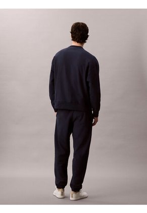 Jogger Azul En Tejido Terry Premium Con Monograma Bordado Calvin Klein