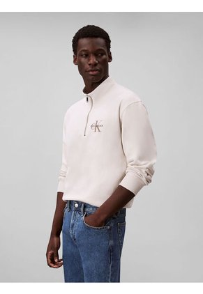 Saco Beige Con Cuello Semi Alto Y Cierre De Cremallera Calvin Klein