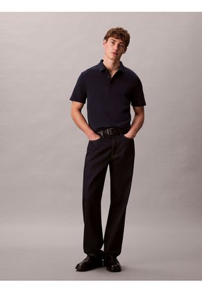 Polo Azul De Algodón Interlock Calvin Klein