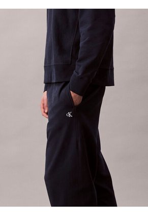 Jogger Azul En Tejido Terry Premium Con Monograma Bordado Calvin Klein