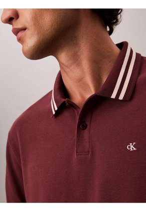 Polo Chocolate De Piqué Con Ribetes En Contraste Calvin Klein
