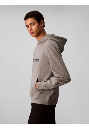 Buzo Gris Con Capucha De Corte Regular Calvin Klein