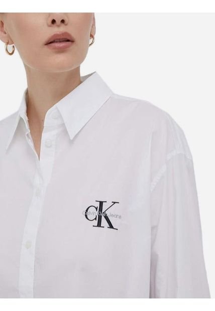 Camisa Blanco Oversize Con Logo Calvin Klein
