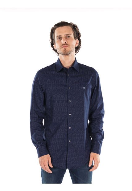Camisa Azul Manga Larga Slim Fit Para Hombre Calvin Klein