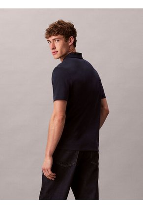 Polo Azul De Algodón Interlock Calvin Klein