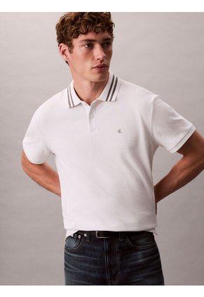 Polo Gris De Piqué Con Ribetes En Contraste Calvin Klein