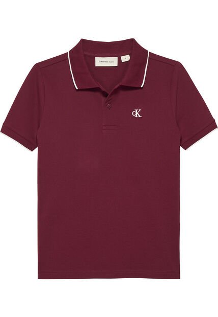 Polo Vino Tinto Regular Con Ribetes A Contraste Calvin Klein