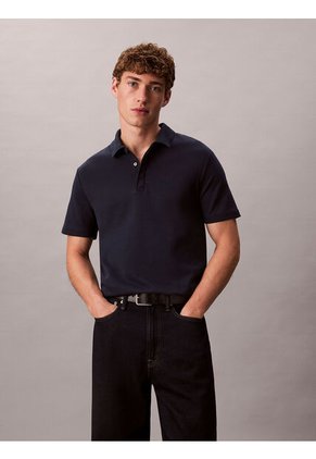 Polo Azul De Algodón Interlock Calvin Klein