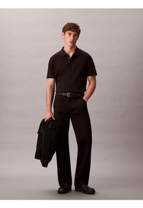 Polo Negro De Algodón Interlock Calvin Klein