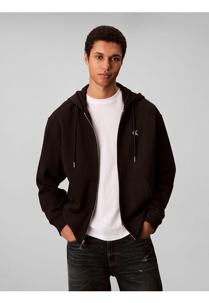 Buzo Negro Con Capota Y Cierre De Cremallera Calvin Klein