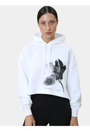 Buzo Blanco Con Capota Y Gráfico De Floral Calvin Klein