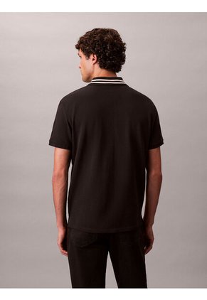 Polo Negro De Piqué Con Ribetes En Contraste Calvin Klein