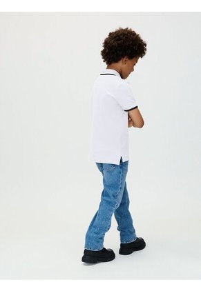 Polo Blanco Regular Con Ribetes A Contraste Calvin Klein