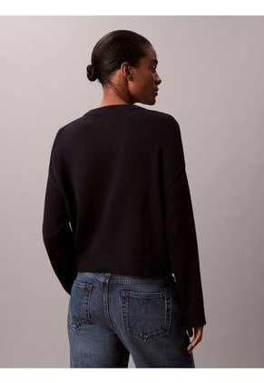 Saco Azul Tejido De Manga Larga En Algodón Suave Con Logo Calvin Klein