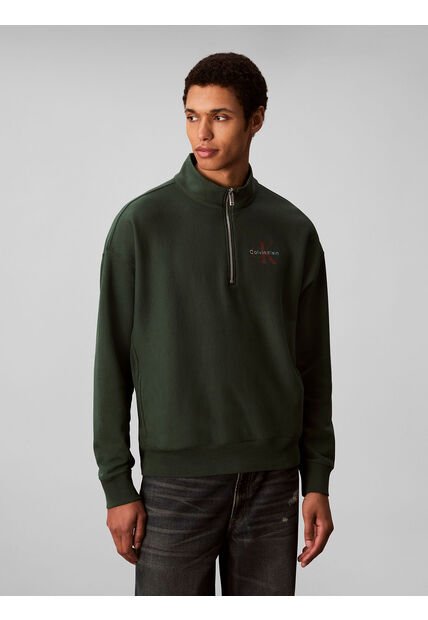 Saco Verde Con Cuello Semi Alto Y Cierre De Cremallera Calvin Klein