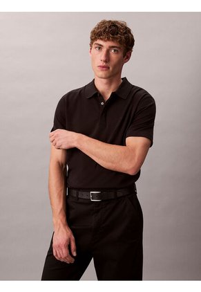 Polo Negro De Algodón Interlock Calvin Klein