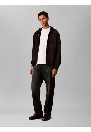Buzo Negro Con Capota Y Cierre De Cremallera Calvin Klein