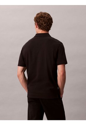 Polo Negro De Algodón Interlock Calvin Klein