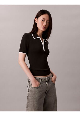 Polo Negro Con Detalles En Contraste Calvin Klein Calvin Klein