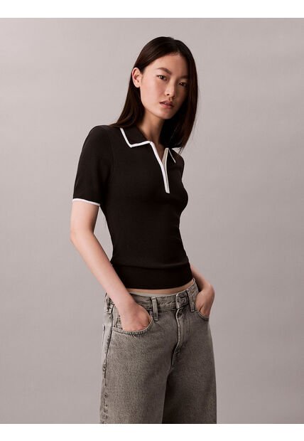 Polo Negro Con Detalles En Contraste Calvin Klein