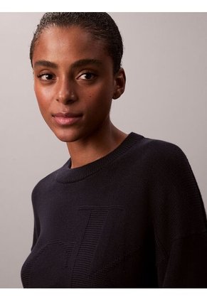 Saco Azul Tejido De Manga Larga En Algodón Suave Con Logo Calvin Klein