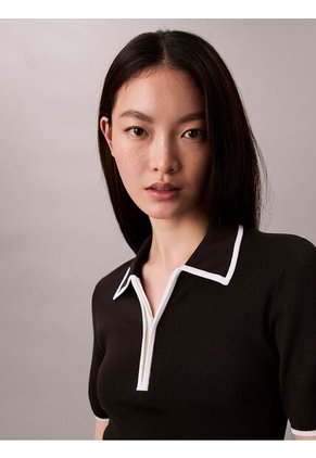 Polo Negro Con Detalles En Contraste Calvin Klein