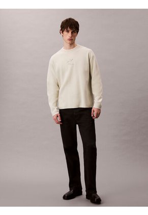 Saco Beige De Cuello Redondo Y Logo En Relieve Calvin Klein