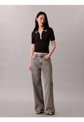 Polo Negro Con Detalles En Contraste Calvin Klein