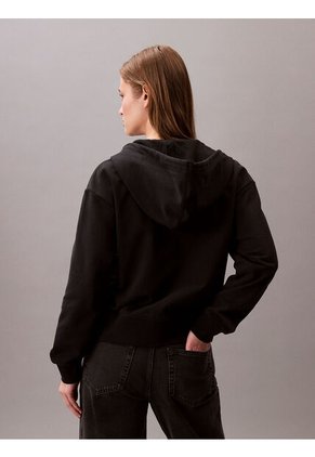 Buzo Negro Con Capota Y Cierre De Cremallera Calvin Klein