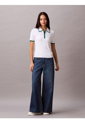 Polo Blanco Con Detalles En Contraste Calvin Klein