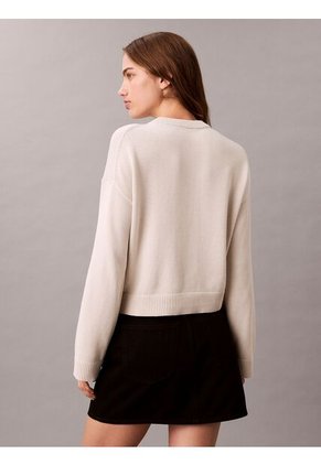 Saco Beige Tejido De Manga Larga En Algodón Suave Con Logo Calvin Klein