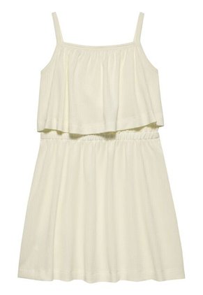 Vestido Blanco Texturizado De Tirantes Y Capas Calvin Klein