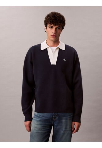 Saco Azul Tejido Oversize Con Cuello Johnny Calvin Klein Calvin Klein